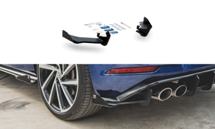 Maxton Racing Durability Rear Side Splitters + Flaps VW Golf 7 R Facelift - Black + Gloss Flaps    