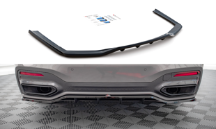 Maxton Central Rear Splitter (With Vertical Bars) BMW 7 M-Pack G11 Facelift - Gloss Black