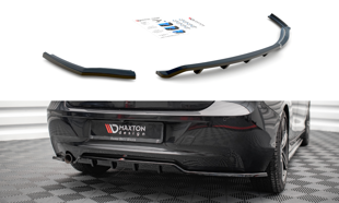 Maxton Central Rear Splitter (With Vertical Bars) BMW 1 F20 - Textured