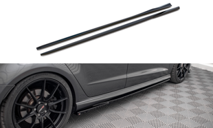 Maxton Side Skirts Diffusers Audi S3 / A3 S-Line Sportback 8V Facelift - Gloss Black