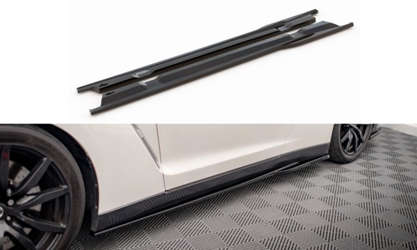 Maxton Side Skirts Diffusers Nissan Gtr R35 Facelift - Textured