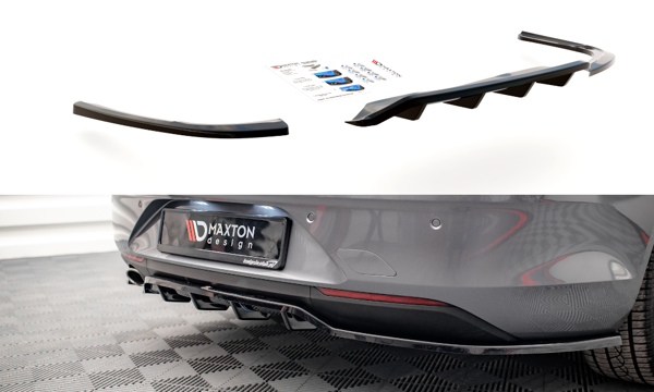 Maxton Central Rear Splitter (With Vertical Bars) Opel Insignia Mk2 - Gloss Black