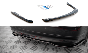 Maxton Central Rear Splitter (With Vertical Bars) BMW 3 Sedan E90 - Gloss Black