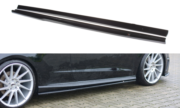 Maxton Side Skirts Diffusers Audi S3 / A3 S-Line 8V / 8V Fl Hatchback - Gloss Black