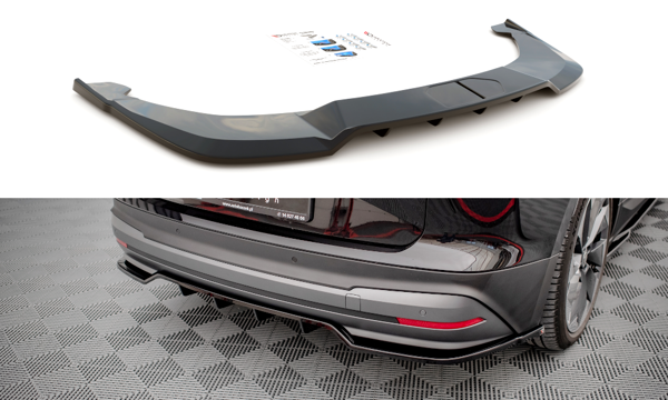 Maxton Central Rear Splitter (With Vertical Bars) Skoda Enyaq Iv - Gloss Black