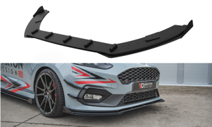 Maxton Racing Durability Front Splitter + Flaps Ford Fiesta Mk8 St / St-Line - Black-Red + Gloss Flaps