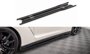 Maxton Side Skirts Diffusers Nissan Gtr R35 Facelift - Gloss Black