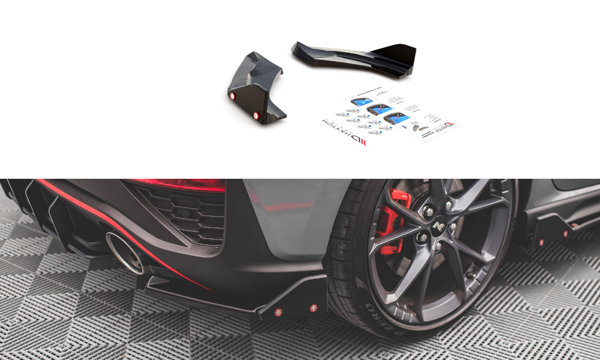 Maxton Rear Side Splitters + Flaps V.1 Hyundai I30 N Hatchback Mk3 Facelift - Gloss Black
