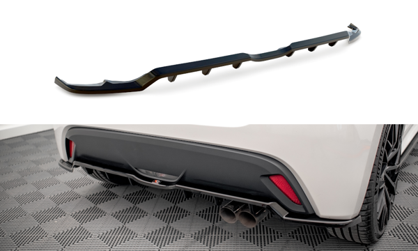 Maxton Central Rear Splitter (With Vertical Bars) V.2 Toyota Yaris Mk4 - Textured