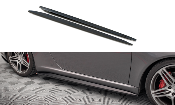 Maxton Side Skirts Diffusers Porsche 911 Carrera / Carrera Gts 997 Facelift - Gloss Black