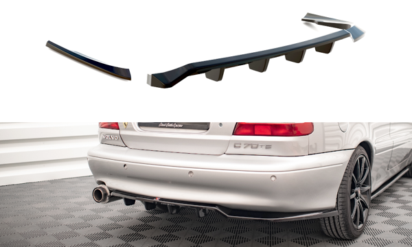 Maxton Central Rear Splitter (With Vertical Bars) Volvo C70 Mk1 - Gloss Black