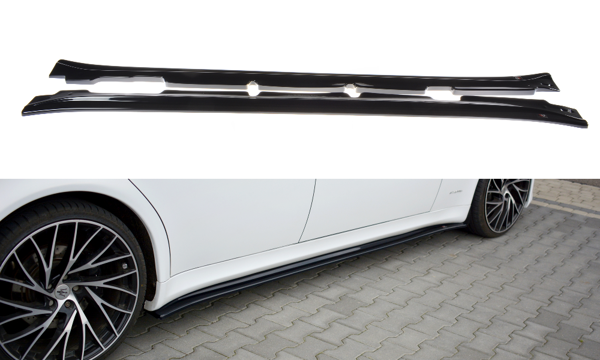 Maxton Side Skirts Diffusers Maserati Quattroporte Mk5 Facelift - Gloss Black