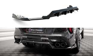 Maxton Central Rear Splitter (With Vertical Bars) BMW X6 M F96 - Gloss Black