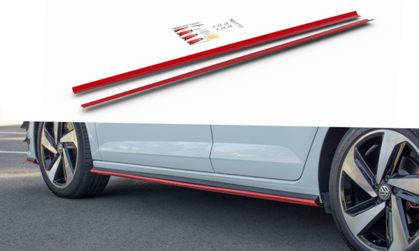 Maxton Side Skirts Diffusers VW Polo Mk6 Gti - RED