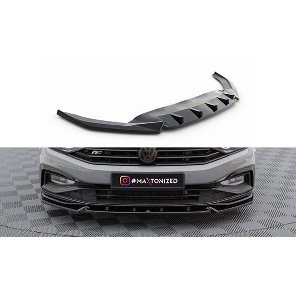 Maxton Front Splitter V.1 Volkswagen Passat R-Line B8 Facelift - Gloss Black