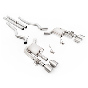 Milltek Aktivt Ventilstyret Cat-Back System (Højest Lydniveau) med H-rør og Børstede Titanium Enderør til Ford Mustang 5.0 V8 GT500