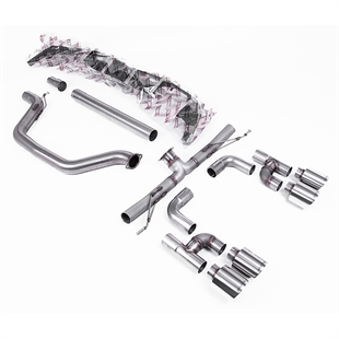Milltek Cat-back udstødningssystem til Volkswagen Golf Mk8 GTi med Golf R Style Quad Outlet, designet til 245ps Non-OPF/GPF mode