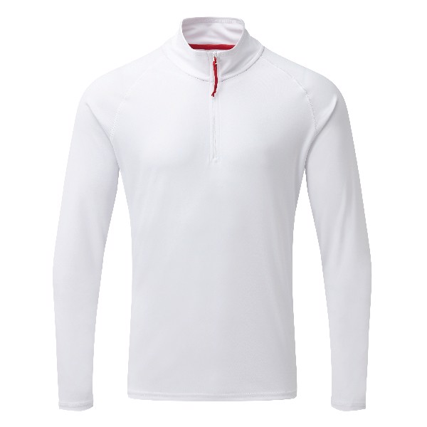 Gill UV009 Langærmet zip T-shirt men\'s UV50+ hvid, str L
