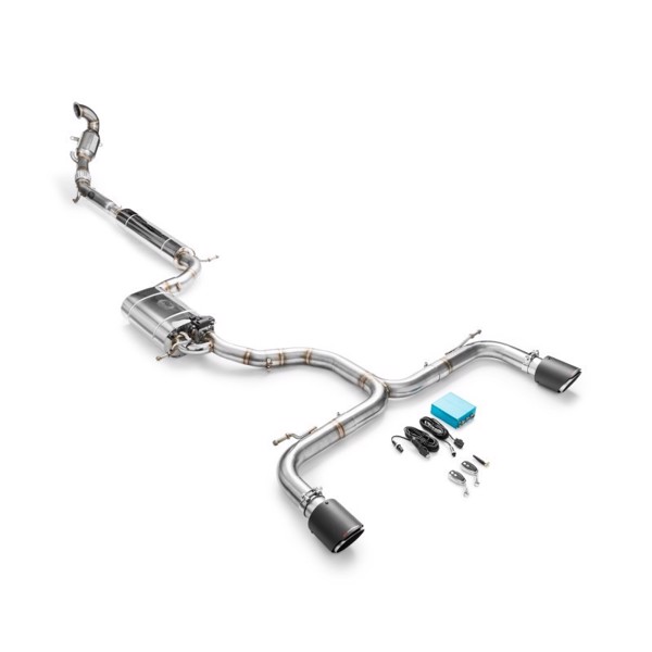 RM Motors Complete exhaust system for Seat Leon Cupra 3 with sport catalyst Emission standard - Euro 3, Capacity - 200 cpsi, Tip diameter - 101 mm, Exhaust tip - 6
