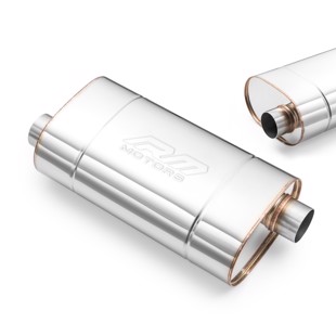 RM Motors Universal E003 elliptical silencer Can length - 400 mm, Embossing - No, Inlet diameter - 76 mm