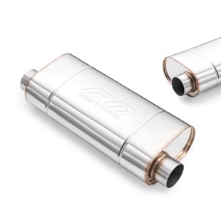 RM Motors Elliptical muffler EM007 Can length - 400 mm, Embossing - Yes, Inlet diameter - 63,5 mm