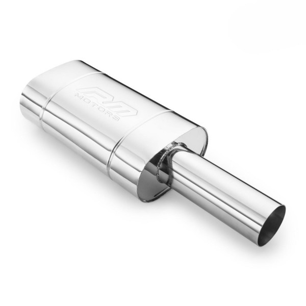 RM Motors Universal elliptical silencer E208 90R Embossing - Yes, Inlet diameter - 76 mm