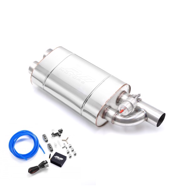 RM Motors Straight-through silencer with Vacuum Valve EV03 Can length - 300 mm, Inlet diameter - 63,5 mm, Side - Left