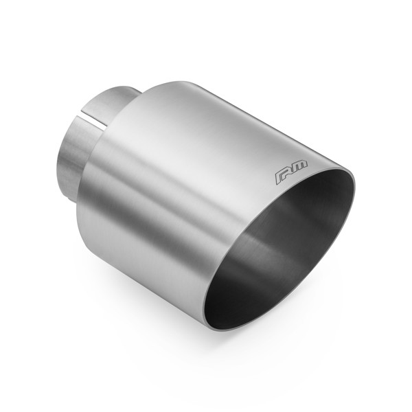 RM Motors satin stainless steel cut end KSCS Inlet diameter - 63,5 mm, Tip diameter - 76 mm, Including the clamp - No