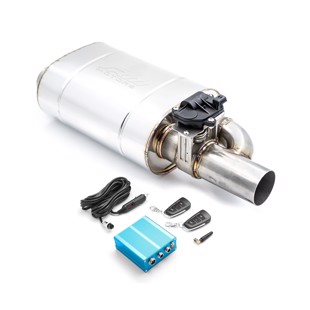 RM Motors Through-flow silencer with electric valve Can length - 300 mm, Inlet diameter - 63,5 mm, Side - Right, Valve type - E