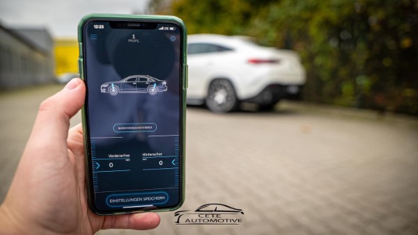 Styring af luftundervogn via smartphone med cete active suspension control.